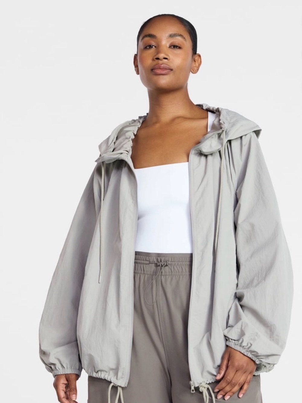 Avia Light Gray Hooded Bomber Jacket